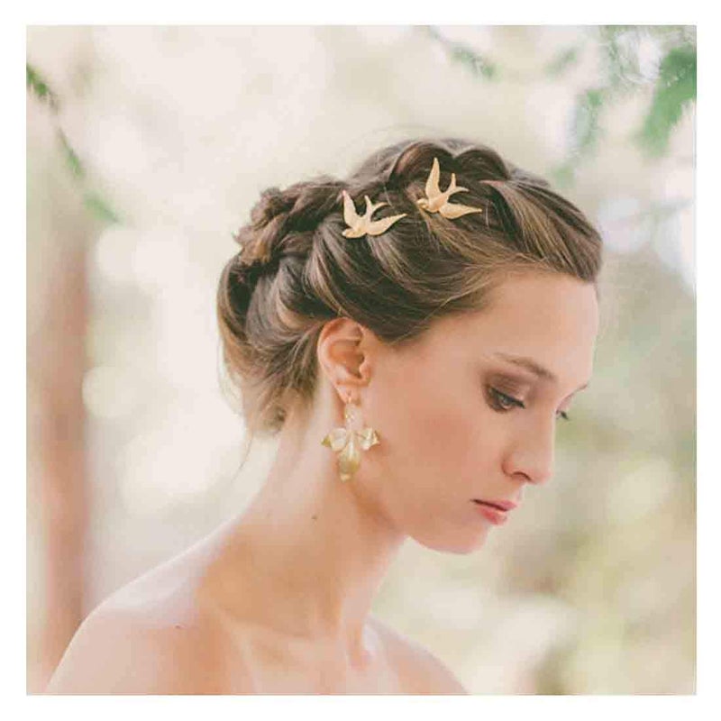 Olbye Sparrow Hair Pins Gold Bird Hair Clip Bridal Hair Accessories For Women 2 Pcs - Image 1